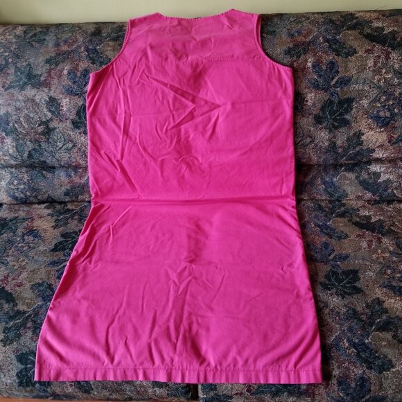 Unique v-neck sleeveless, shift dress, pink, cotton, vintage 80s, S, M, handmade - Picture 2 of 5